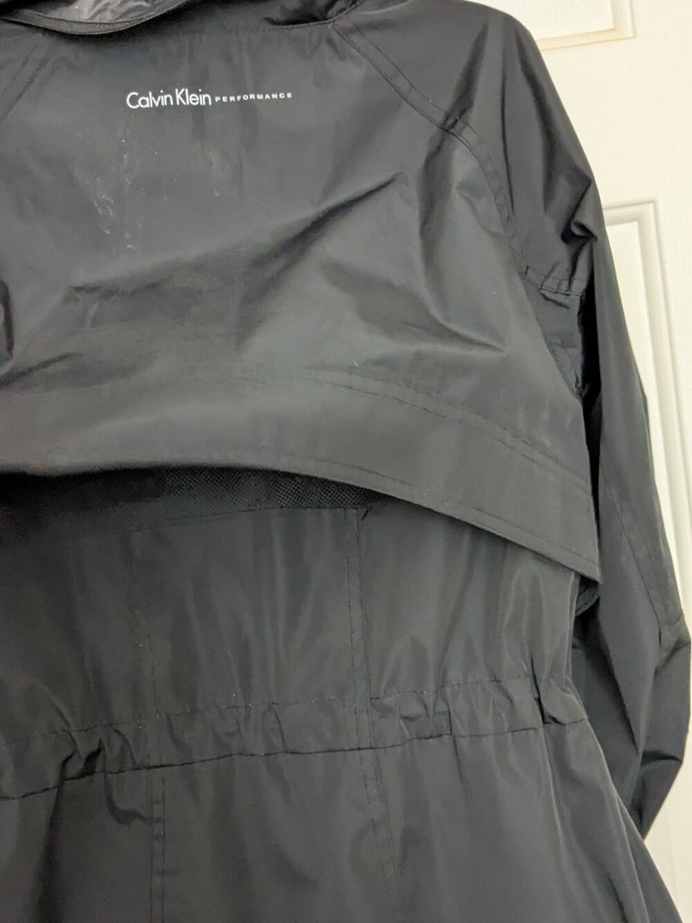 Calvin Klein Women’s Rain Jacket Size Small Black Zip Button Hooded - Picture 9 of 12
